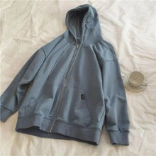 Load image into Gallery viewer, Modern With Hat Hoodies Women  Kangaroo Pocket Casual Loose Solid Color Sweatshirt Female  Fashion New Female Tops Sports Clothing Oversized Zip Hooded Sweatshirt Cotton Women Autumn Hoodie
