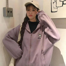 Load image into Gallery viewer, Modern With Hat Hoodies Women  Kangaroo Pocket Casual Loose Solid Color Sweatshirt Female  Fashion New Female Tops Sports Clothing Oversized Zip Hooded Sweatshirt Cotton Women Autumn Hoodie
