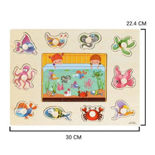 Load image into Gallery viewer, Montessori Wooden Puzzles Hand Grab Boards Toys Tangram Baby Educational Toys Cartoon Vehicle Animals Fruits 3D Puzzles

