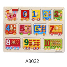 Load image into Gallery viewer, Montessori Wooden Puzzles Hand Grab Boards Toys Tangram Baby Educational Toys Cartoon Vehicle Animals Fruits 3D Puzzles
