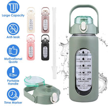 Load image into Gallery viewer, Motivational Water Bottle Intake Tracker with Straw Time Marker Silicone Sleeve Handle
