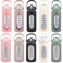 Load image into Gallery viewer, Motivational Water Bottle Intake Tracker with Straw Time Marker Silicone Sleeve Handle

