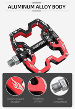 Load image into Gallery viewer, Mountain Bicycle Pedals Cycling Ultralight Aluminum Alloy 3 Bearings Pedals Bike Pedals Flat Bike Pedal Ultra-Light Aluminum Alloy Sealed Bearing With Cleats Pedal Suitable For Mountain Bike Bicycle
