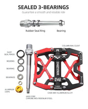 Load image into Gallery viewer, Mountain Bicycle Pedals Cycling Ultralight Aluminum Alloy 3 Bearings Pedals Bike Pedals Flat Bike Pedal Ultra-Light Aluminum Alloy Sealed Bearing With Cleats Pedal Suitable For Mountain Bike Bicycle
