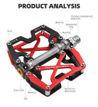 Load image into Gallery viewer, Mountain Bicycle Pedals Cycling Ultralight Aluminum Alloy 3 Bearings Pedals Bike Pedals Flat Bike Pedal Ultra-Light Aluminum Alloy Sealed Bearing With Cleats Pedal Suitable For Mountain Bike Bicycle
