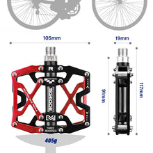 Load image into Gallery viewer, Mountain Bike 1 Pair Pedals Aluminum Alloy Cycling Bicycle Ultralight Wide Platform Anti-slip Pedal Bike Pedals Metal Bicycle Pedals Sealed Bearing Aluminum Alloy Mountain Bike Pedals Flat
