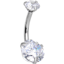 Load image into Gallery viewer, Clear Gem Feather Trio Dangle Belly Ring
