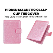 Load image into Gallery viewer, Multi Function Glitter Bling RFID Passport Organizer With CDC Vaccination Card Holder
