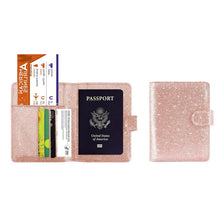 Load image into Gallery viewer, Multi Function Glitter Bling RFID Passport Organizer With CDC Vaccination Card Holder
