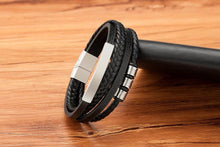 Load image into Gallery viewer, Multi-layer Leather Bracelet Stainless Steel Metal Luxury Bangles For Men Charm Accessories Mens New Magnetic Clasp Multi-Layer Braided Leather Brown And Black Bracelets
