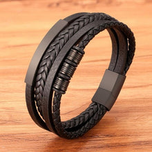 Load image into Gallery viewer, Multi-layer Leather Bracelet Stainless Steel Metal Luxury Bangles For Men Charm Accessories Mens New Magnetic Clasp Multi-Layer Braided Leather Brown And Black Bracelets
