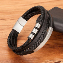 Load image into Gallery viewer, Multi-layer Leather Bracelet Stainless Steel Metal Luxury Bangles For Men Charm Accessories Mens New Magnetic Clasp Multi-Layer Braided Leather Brown And Black Bracelets

