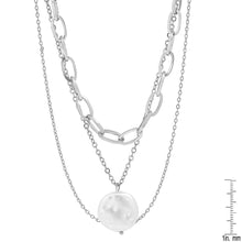 Load image into Gallery viewer, Multi Row Chain Necklace with Pearl Charm
