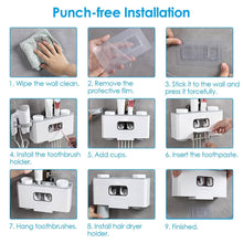 Load image into Gallery viewer, Multifunctional Wall Mount Toothbrush Organizer
