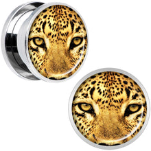 Load image into Gallery viewer, Full Color Leopard Eyes Steel Screw Fit Plug Set 5/8
