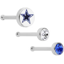 Load image into Gallery viewer, 20G Licensed NFL Dallas Cowboys Logo Nose Bone 3 Pack Set
