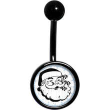 Load image into Gallery viewer, Christmas Retro Santa Ho Ho Ho Black Belly Ring
