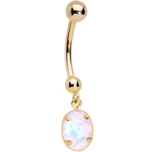 Load image into Gallery viewer, 14K Gold Handcrafted White Faux Opal Reversible Dangle Belly Ring
