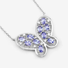 Load image into Gallery viewer, 1.86 Carat Genuine Tanzanite and White Zircon .925 Sterling Silver Necklace

