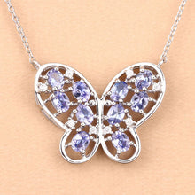 Load image into Gallery viewer, 1.86 Carat Genuine Tanzanite and White Zircon .925 Sterling Silver Necklace
