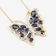Load image into Gallery viewer, 2.94 Carat Genuine Blue Sapphire and White Zircon .925 Sterling Silver Necklace
