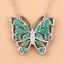 Load image into Gallery viewer, 2.60 Carat Genuine Emerald and White Zircon .925 Sterling Silver Necklace
