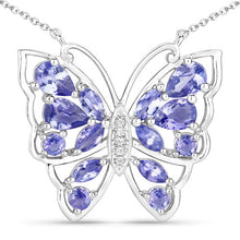 Load image into Gallery viewer, 2.76 Carat Genuine Tanzanite and White Zircon .925 Sterling Silver Necklace
