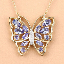 Load image into Gallery viewer, 2.76 Carat Genuine Tanzanite and White Zircon .925 Sterling Silver Necklace
