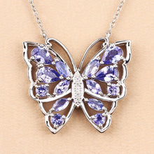 Load image into Gallery viewer, 2.76 Carat Genuine Tanzanite and White Zircon .925 Sterling Silver Necklace
