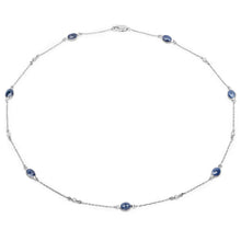 Load image into Gallery viewer, 6.43 Carat Genuine Blue Sapphire and White Diamond .925 Sterling Silver Necklace
