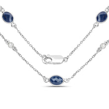 Load image into Gallery viewer, 6.43 Carat Genuine Blue Sapphire and White Diamond .925 Sterling Silver Necklace

