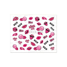 Load image into Gallery viewer, Nail Art Stickers Red Lips Nails Decals Sticker Hot Sexy Girl Tip Back Glue Decal Cool Lollipop Self Adhesive Acrylic Tips Tool Decoration White Feather Lace Flower Leaf Carving Design Exquisite Pattern Nail Art Supplies Self-Adhesive Nail
