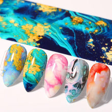 Load image into Gallery viewer, Nail Foils Marble Flower Series Iridescent Nail Art Transfer Sticker Paper Slider Nail Water Decal Design Manicures Decorations  Art Manicures Decoration New Gold Nail Transfer Foils for Nail Arts Nails Supply Holographic Effect Nail Art Foil Stickers Hol
