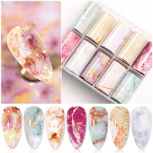 Load image into Gallery viewer, Nail Foils Marble Flower Series Iridescent Nail Art Transfer Sticker Paper Slider Nail Water Decal Design Manicures Decorations  Art Manicures Decoration New Gold Nail Transfer Foils for Nail Arts Nails Supply Holographic Effect Nail Art Foil Stickers Hol
