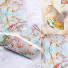 Load image into Gallery viewer, Nail Foils Marble Series Nail Art Transfer Sticker Paper Gold Line Foils Bright Marble Design Decoration Marble Nail Art Stickers Water Transfer Nail Decals Full Wraps Gradient Acrylic Nail Kits for Women Manicure Decoration Accessories
