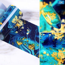 Load image into Gallery viewer, Nail Foils Marble Series Nail Art Transfer Sticker Paper Gold Line Foils Bright Marble Design Decoration Marble Nail Art Stickers Water Transfer Nail Decals Full Wraps Gradient Acrylic Nail Kits for Women Manicure Decoration Accessories
