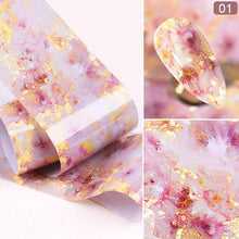 Load image into Gallery viewer, Nail Foils Marble Series Nail Art Transfer Sticker Paper Gold Line Foils Bright Marble Design Decoration Marble Nail Art Stickers Water Transfer Nail Decals Full Wraps Gradient Acrylic Nail Kits for Women Manicure Decoration Accessories
