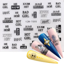 Load image into Gallery viewer, Nail Stickers for Manicure Nail Sticker Sliders For Nails Decal Self-adhesive Nails Figures Transfer Black Accessories Sliders Manicure Decoration 3D Nail Supplies Holographic Decals Transfer Sliders Nail Design Manicures Nail Self-Adhesive Sticker
