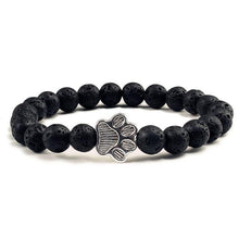 Load image into Gallery viewer, Natural Matte Black Lava Volcanic Stone Paw Print Charm Bracelet Pet Memorial Cat Dog Lovers Jewelry Bracelets For Women Men Stress Relief Yoga Bracelet Mood Bracelet Gifts For Women And Girls
