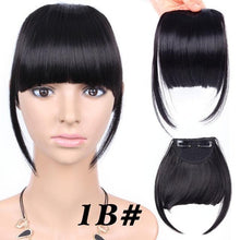 Load image into Gallery viewer, Natural Straight Synthetic Blunt Bangs High Temperature Fiber Brown Women Clip-In Flat Neat Bangs With Temples For Women One Piece Hairpiece
