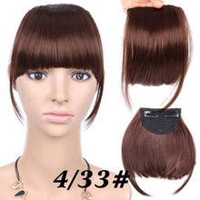 Load image into Gallery viewer, Natural Straight Synthetic Blunt Bangs High Temperature Fiber Brown Women Clip-In Flat Neat Bangs With Temples For Women One Piece Hairpiece
