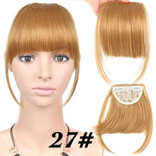 Load image into Gallery viewer, Natural Straight Synthetic Blunt Bangs High Temperature Fiber Brown Women Clip-In Flat Neat Bangs With Temples For Women One Piece Hairpiece
