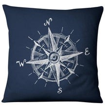 Load image into Gallery viewer, Navigation Navy Blue Nautical Shell Starfish Linen Pillow Cover Blue Anchor Navigation Anchor Sailboat Pillowcase Marine Cushion Cover Sofa Home Decorative Cushion Cover For Home
