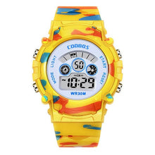 Load image into Gallery viewer, Navy Blue Camouflage Kids Watches LED Colorful Flash Digital Waterproof Date Week Creative Children Watch Sport Multi Function 30M Waterproof LED Alarm Stopwatch Digital Child Wristwatch For Boy Girl
