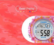 Load image into Gallery viewer, Navy Blue Camouflage Kids Watches LED Colorful Flash Digital Waterproof Date Week Creative Children Watch Sport Multi Function 30M Waterproof LED Alarm Stopwatch Digital Child Wristwatch For Boy Girl
