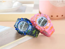 Load image into Gallery viewer, Navy Blue Camouflage Kids Watches LED Colorful Flash Digital Waterproof Date Week Creative Children Watch Sport Multi Function 30M Waterproof LED Alarm Stopwatch Digital Child Wristwatch For Boy Girl
