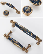 Load image into Gallery viewer, Navy Blue Ceramic Door Handles European Antique Furniture Handles Drawer Pulls Kitchen Cabinet Knobs And Handles Entry Door Handle With Door Lever For Right And Left Sided Doors
