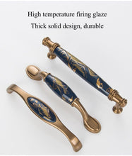 Load image into Gallery viewer, Navy Blue Ceramic Door Handles European Antique Furniture Handles Drawer Pulls Kitchen Cabinet Knobs And Handles Entry Door Handle With Door Lever For Right And Left Sided Doors
