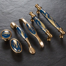 Load image into Gallery viewer, Navy Blue Ceramic Door Handles European Antique Furniture Handles Drawer Pulls Kitchen Cabinet Knobs And Handles Entry Door Handle With Door Lever For Right And Left Sided Doors

