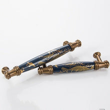 Load image into Gallery viewer, Navy Blue Ceramic Door Handles European Antique Furniture Handles Drawer Pulls Kitchen Cabinet Knobs And Handles Entry Door Handle With Door Lever For Right And Left Sided Doors
